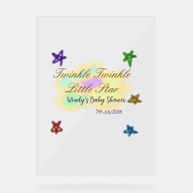 Rainbow clouds twinkle Twinkle Little Star baby Acrylic Sign (Front)