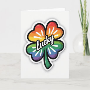 Rainbow Clover Lucky Card