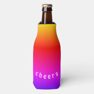 Rainbow Color Bottle Cooler Cheers - Custom Text