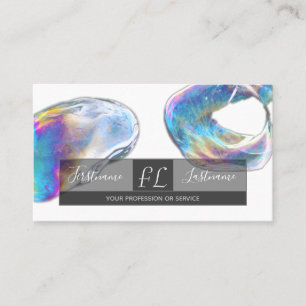 Rainbow color bubble mental health coach monogram  business card