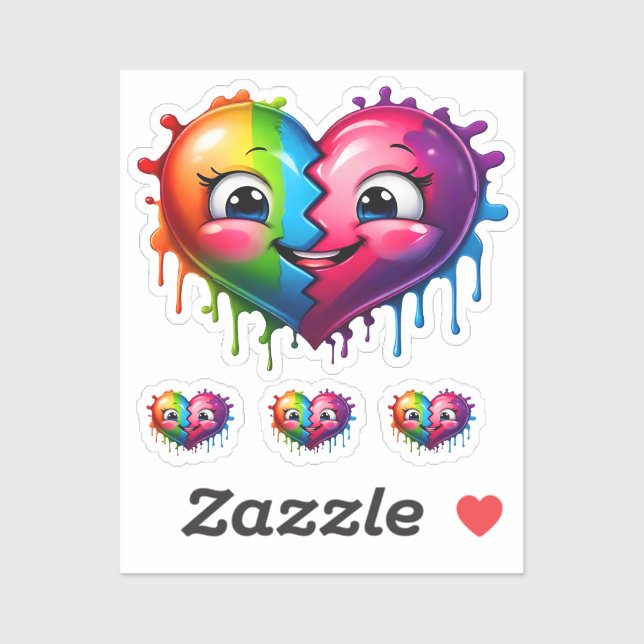 Rainbow Color Heart Emoticon 4 (Sheet)