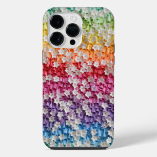 RAINBOW COLORED 3-D PAPER LOOK FLOWER PETALS iPhone 14 PRO MAX CASE