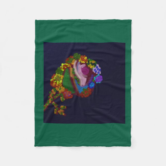 Rainbow Colored Floral Fleece Blanket (Front)