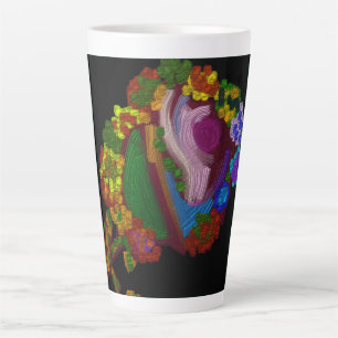 Rainbow Colored Floral Latte Mug