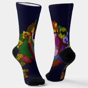 Rainbow Colored Floral Socks