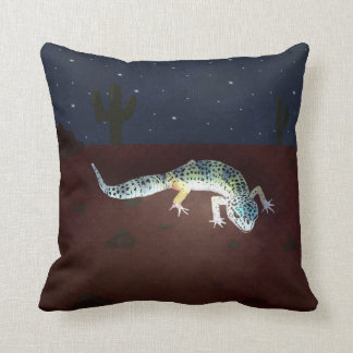Rainbow colored gecko throw pillow