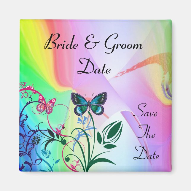 RAINBOW COLORED SAVE THE DATE MAGNET (Front)