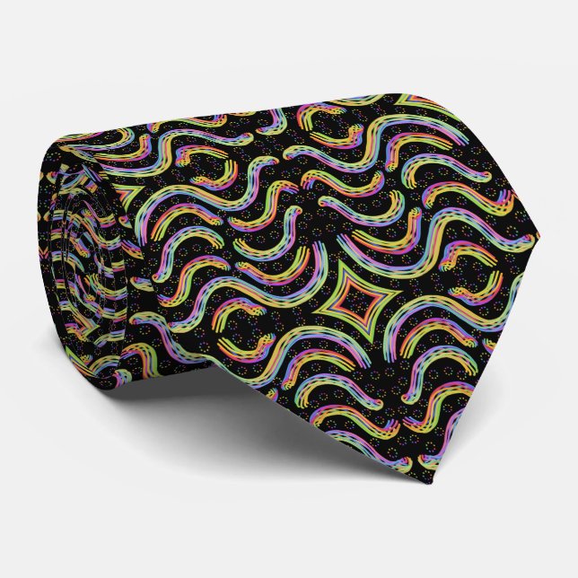 Rainbow Colored String Rope Repeating Pattern   Tie (Rolled)