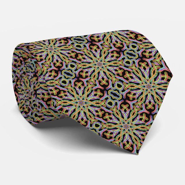 Rainbow Colored String Rope Repeating Pattern   Tie (Rolled)