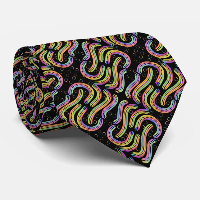 Rainbow Colored String Rope Repeating Pattern   Tie (Rolled)