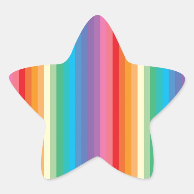 Rainbow colored stripes pattern star sticker (Front)