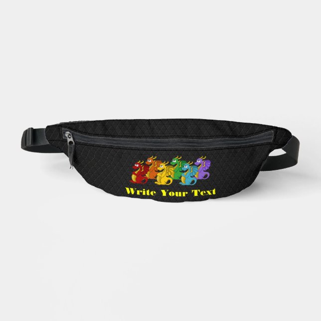 Rainbow colorful dragons cartoon  fanny pack (Front)