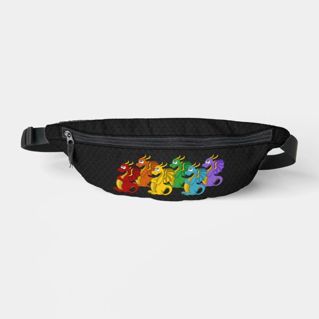 Rainbow colorful dragons cartoon  fanny pack (Front)