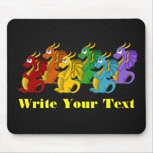 Rainbow colorful dragons cartoon mouse pad