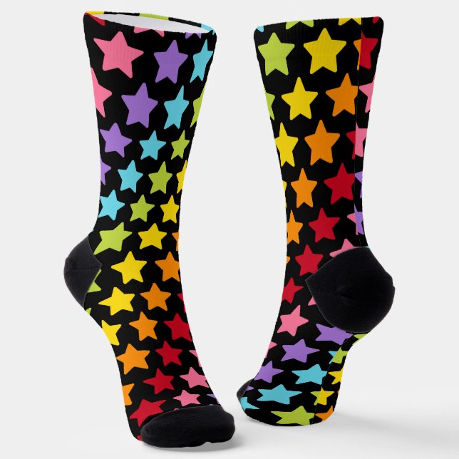 Rainbow Colorful Stars Socks (Angled)