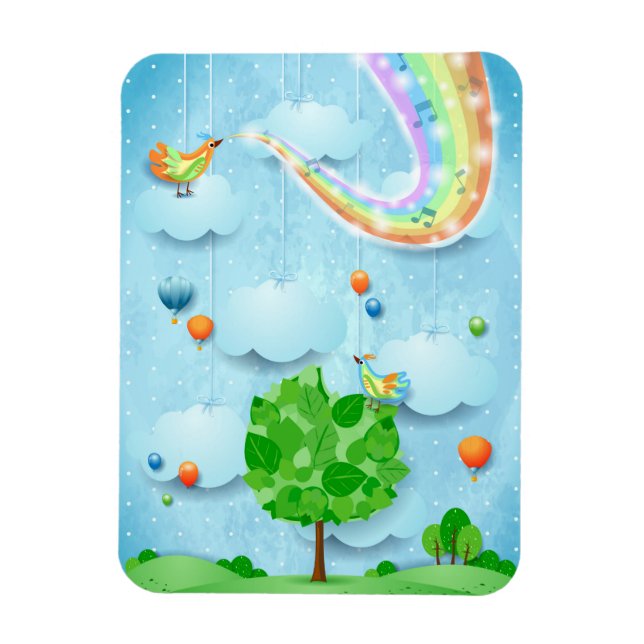 Rainbow colors and tree magnet (Vertical)