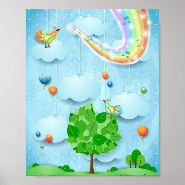 Rainbow colors and tree poster (Front)