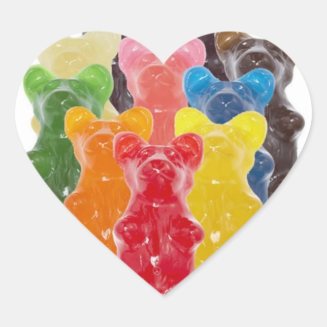 rainbow colors candy lover gummy bear heart sticker (Front)
