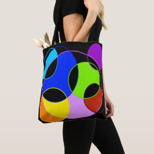 Rainbow colors circles design tote bag