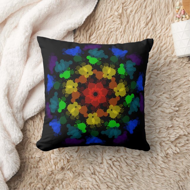 Rainbow colors flower throw pillow (Blanket)