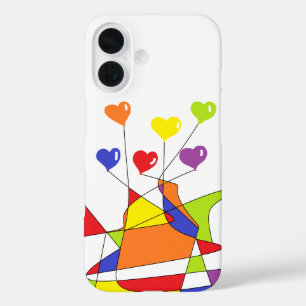 Rainbow Colors Heart-Shaped Balloons Abstract  iPhone 16 Case