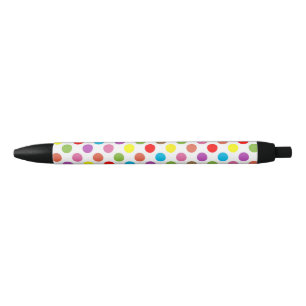Rainbow colors polka dots black ink pen
