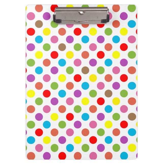 Rainbow colors polka dots pattern clipboard (Front)