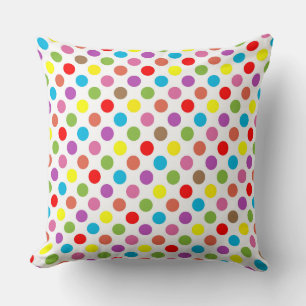 Rainbow colors polka dots pattern throw pillow