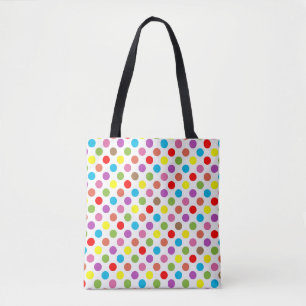 Rainbow colors polka dots pattern tote bag