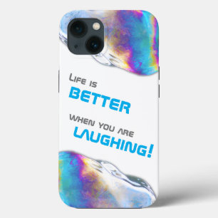 Rainbow colors shimmer bubbles motivational quote iPhone 13 case