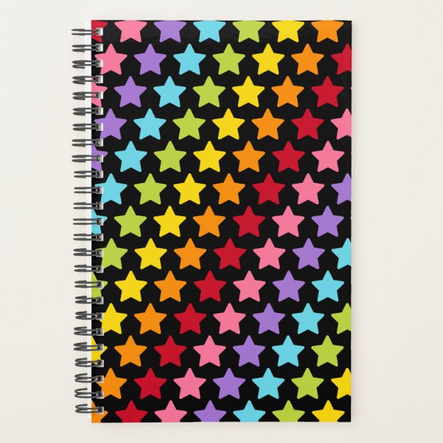 Rainbow Colors Stars Print Notebook Planner (Front)
