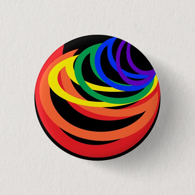 Rainbow Colour Abstract Crescent Button (Front)