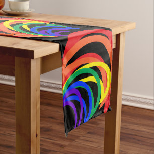Rainbow Colour Abstract Crescent Short Table Runne Short Table Runner
