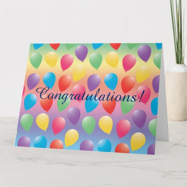 Rainbow Colour Balloons Greeting Card or Note Card (Front)
