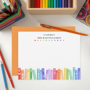 Rainbow Colour Books Custom School Teacher's Card