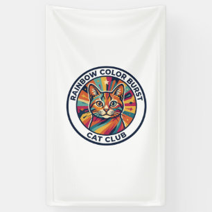 Rainbow Colour Burst Cat Cute Kitty Design - Rainb Banner