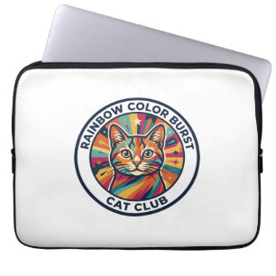 Rainbow Colour Burst Cat Cute Kitty Design - Rainb Laptop Sleeve