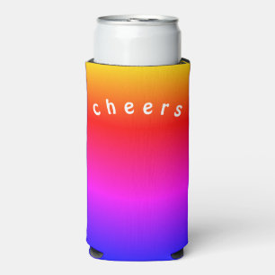 Rainbow Colour Can Cooler Cheers - Custom Text