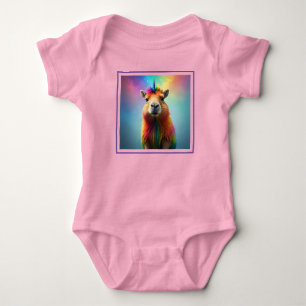 Rainbow Colour Capybara Unicorn, Baby Bodysuit