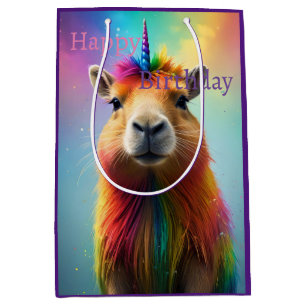Rainbow Colour Capybara Unicorn,  Medium Gift Bag