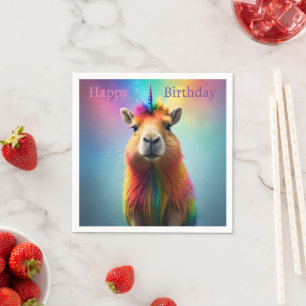 Rainbow Colour Capybara Unicorn, Napkin