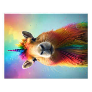 Rainbow Colour Capybara Unicorn, Photo Print