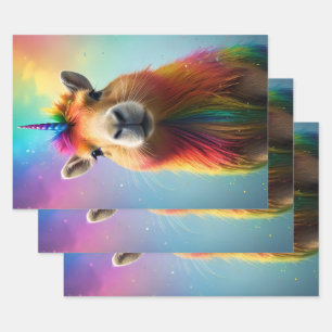 Rainbow Colour Capybara Unicorn,  Wrapping Paper Sheet