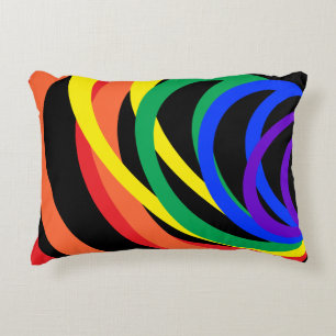 Rainbow Colour Crescents Abstract Accent Pillow