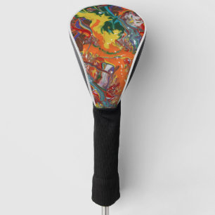 Rainbow Colour Flow Paint Art Golf Head Cover