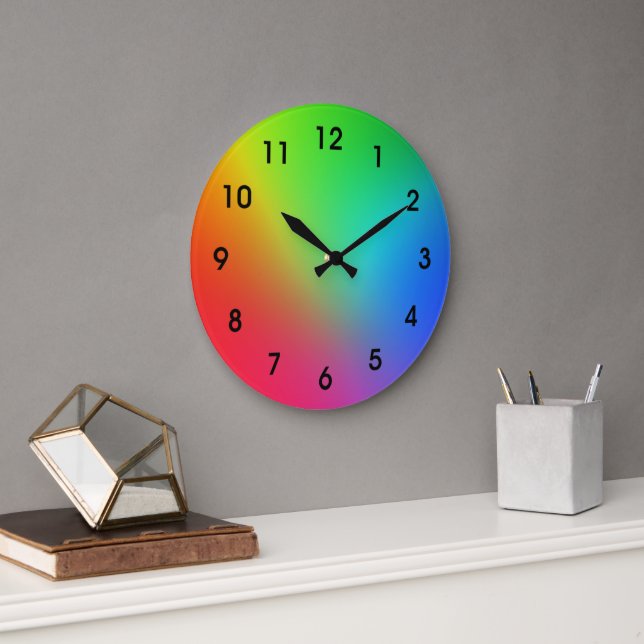 Rainbow Colour Gradient Large Clock (Office)
