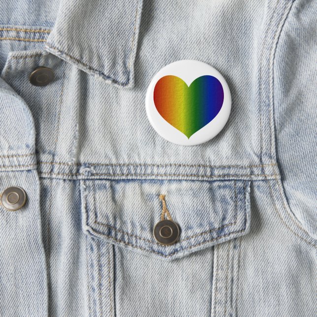 Rainbow Colour Heart  2 Inch Round Button (In Situ)
