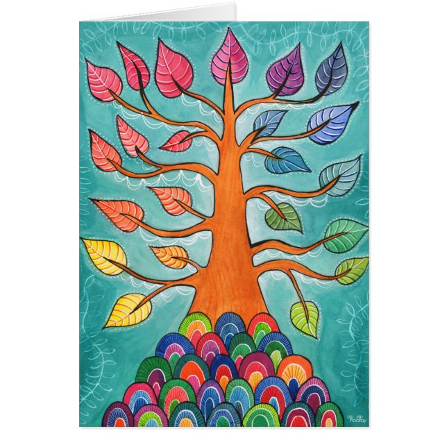 Rainbow Colour Hue Tree Greeting Card (Front)