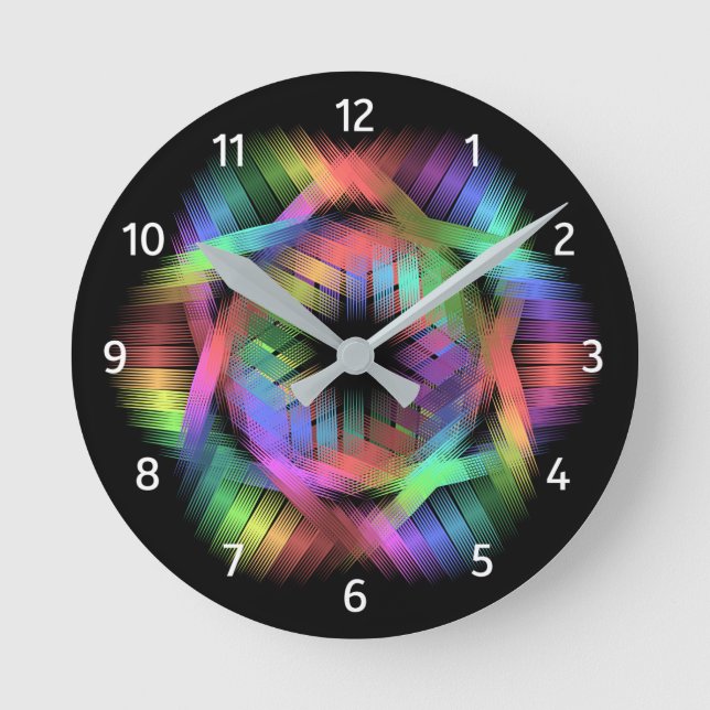 Rainbow colour light round clock (Front)