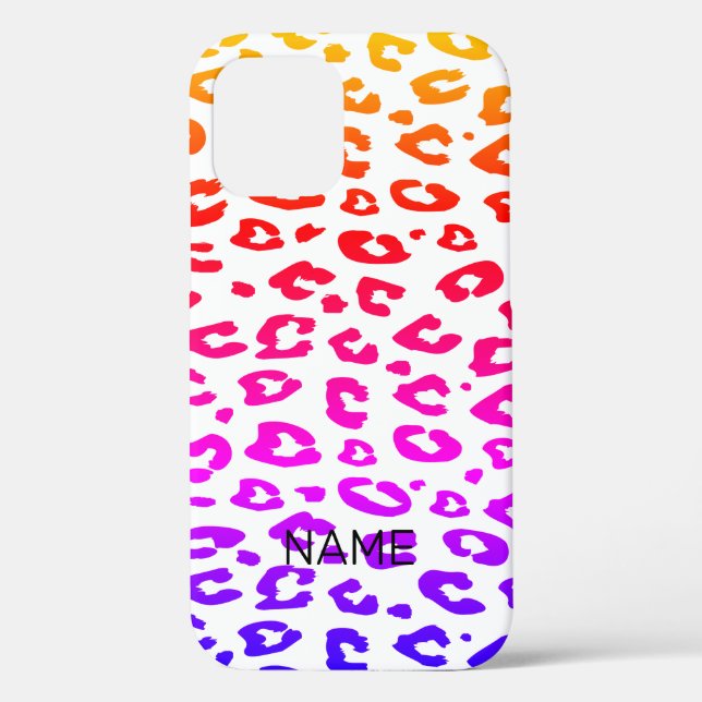 Rainbow colour ombre gradient leopard pattern Case-Mate iPhone case (Back)